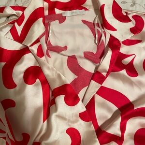 Red and Cream Patterned Blouse